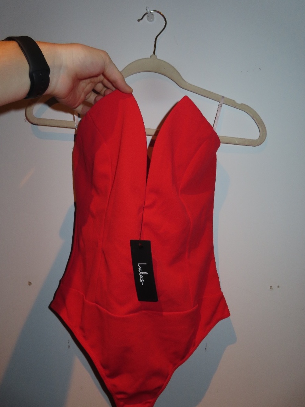 Red LULUS bodysuit with tags
